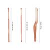 3pcs Stainless Steel Ear Pick Double Head Ear Wax Remover Curette Tweezers Set (Rose Gold)