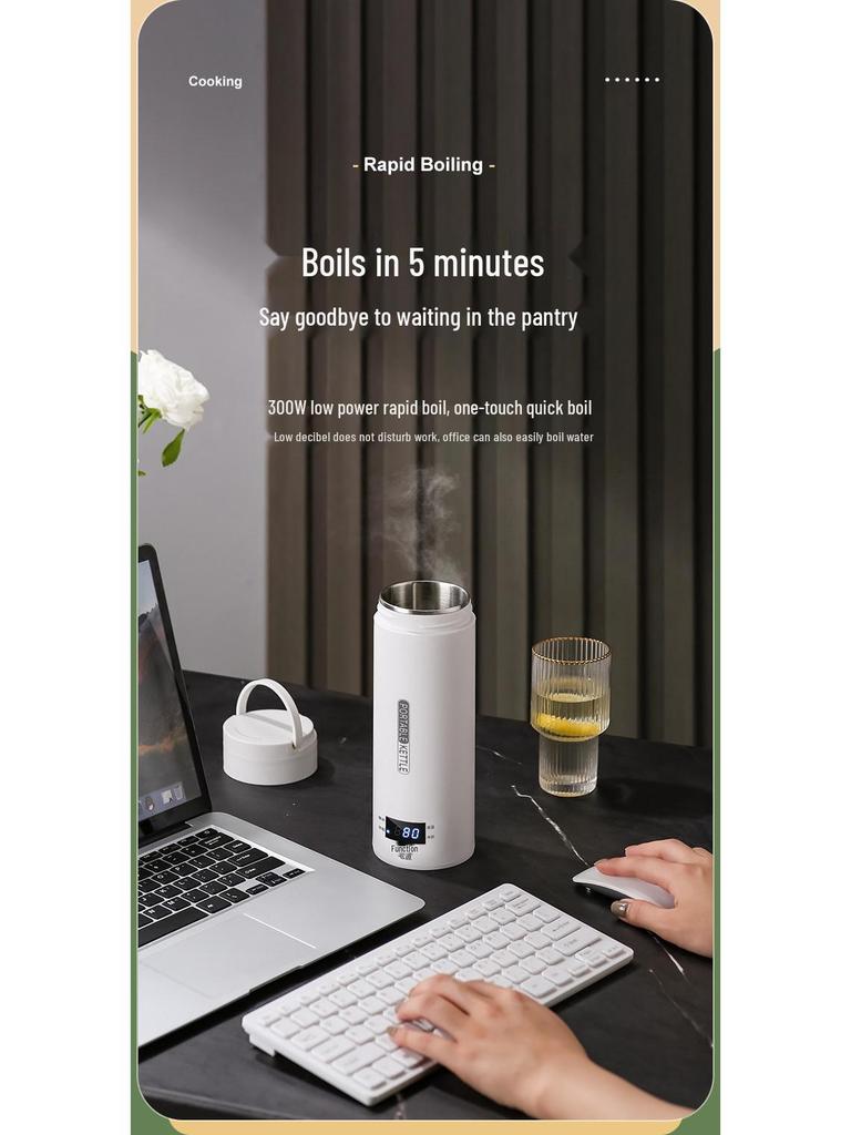 Tasse Chauffante Électrique Mini Intelligente Portable - Bouilloire de Voyage en Acier Inoxydable
