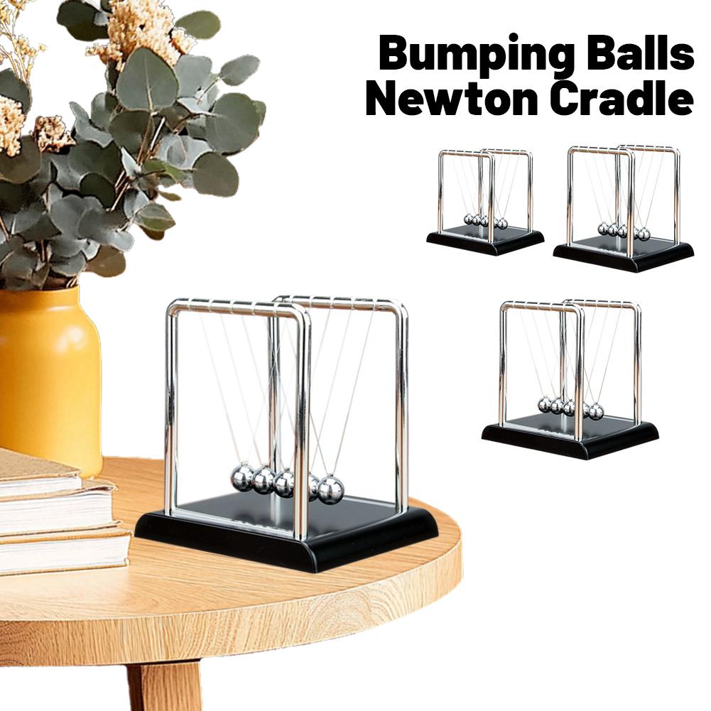 9/14/18cm Alloy Square Newton Cradle Perpetual Motion Collision Balls Stress Relief Toy Creative Desktop Ornament Student Gift