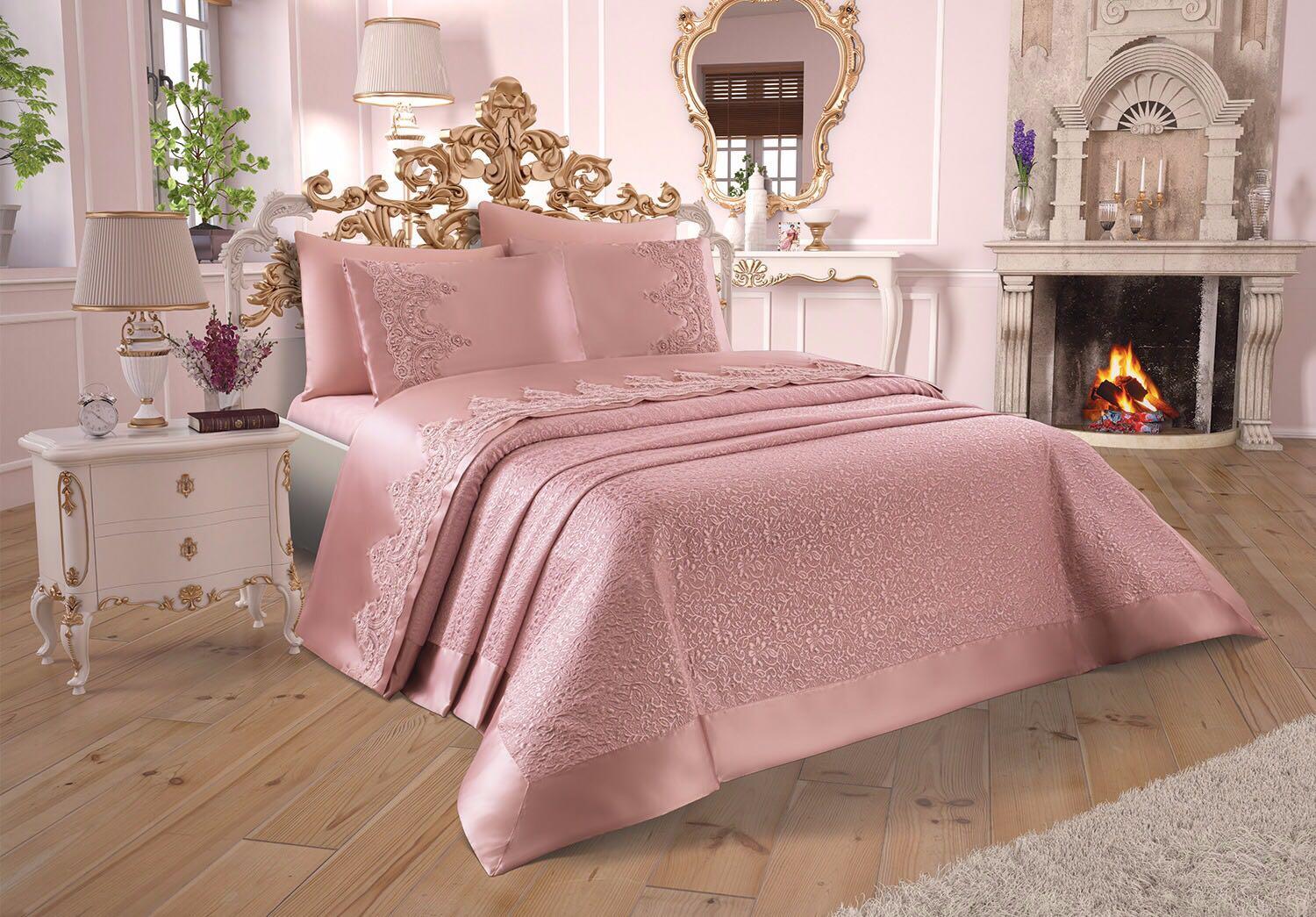 

Diana Комплект покрывала синель 6шт, Покрывало 230х240, Простыня 230х240 Жаккардовая ткань, Полный размер, Двойной размер Розовый