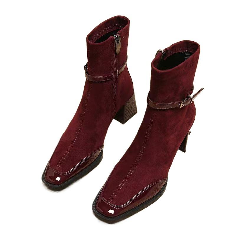 Fashion Women Ankle Boots Elegant Fashion High Heels Shoes 2025 Designer New Winter Party Chunky Chelsea Boots Sexy Woman Pumps Botas