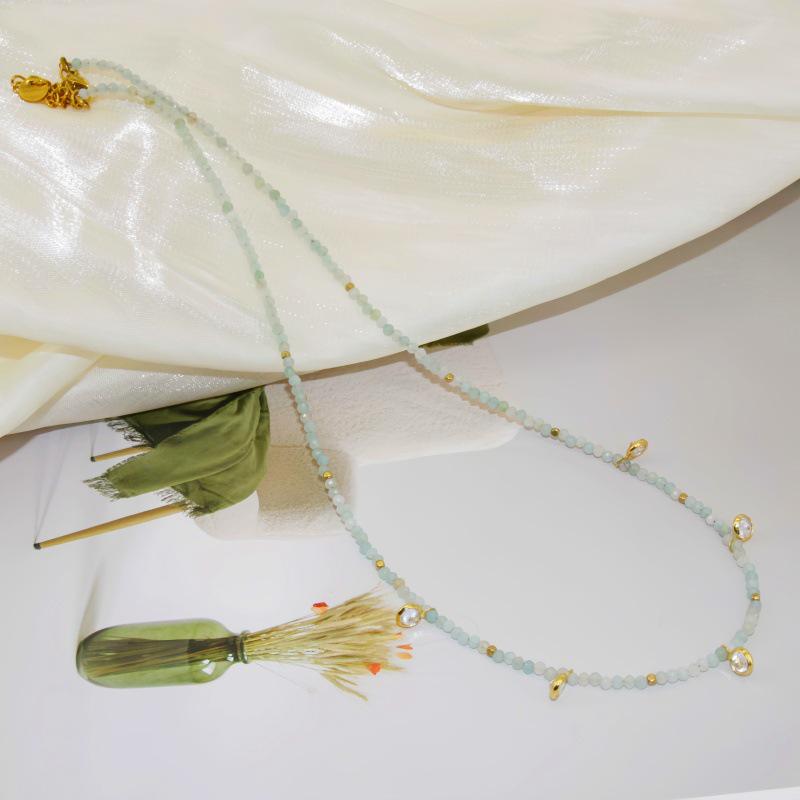 Handgefertigte Perlenkette aus Titanstahl, Kristall und Dopamin mit Naturstein, Schlüsselbein-Kette, vielseitiger Muschel und Stern-Design für Damen.