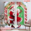 2 Stück, 2D-Flachdruck Vorhänge Weihnachtsmann & Frau Claus Tanzen Polyester Einfache Installation (ohne Stange) Innendekorationen – Ideal für