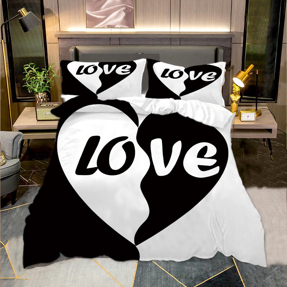 3D Printed Bedding Set: Bed Sheet, Pillowcase, Brushed Fabric