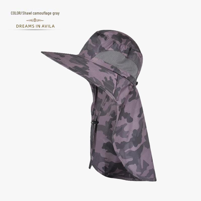 Versatile Summer Sun Hat with Large Brim and Shawl for Fishing, Mountaineering, and Sun Protection