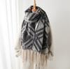 Navy Blue Brown Pattern Geometric Texture Imitation Cashmere Warm Shawl Scarf Autumn And Winter Fashion Versatile Fringed Commuter Scarf