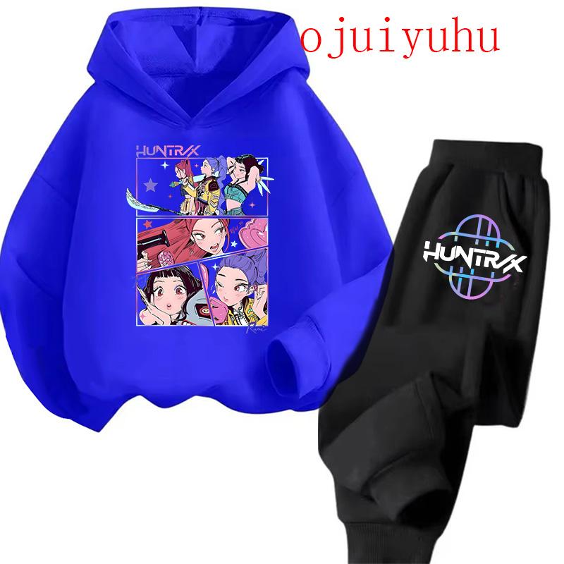 Unisex Sets Children Hoodies Kpop Demon Hunters Kawaii Pullover Sweatshirt Anime Trucksuit Cartoon Clothes