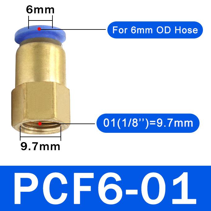 10PCS PCF Pneumatic Air Connector 4 6 8 10 12mm Hose Tube 1/8" 3/8" 1/2" 1/4" BSP Female Thread Brass Quick Pipe Joint Fitting PCV Valves 1