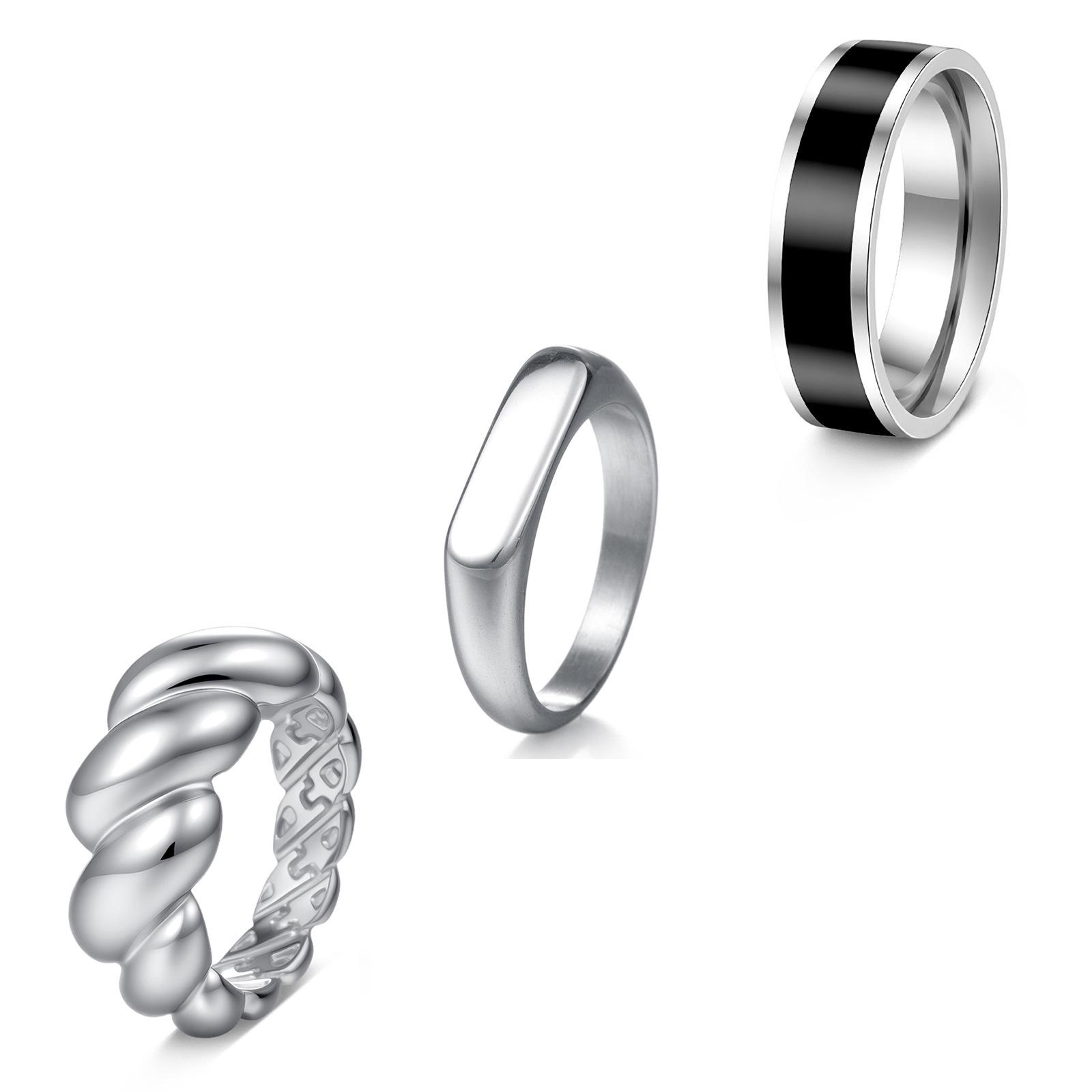 Модный набор парных колец из нержавеющей стали с золотым покрытием Size 11