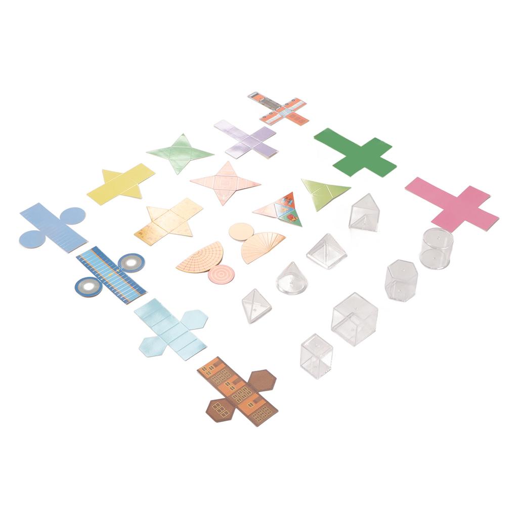 8Pcs Clear Geometric Models with Folding Geometric Card Paper Educational 3D Shapes Transparent
