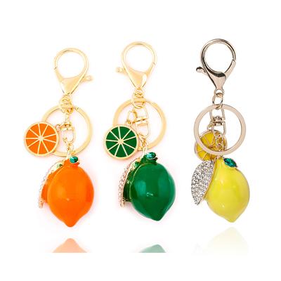 Chaveiro Criativo de Fruta Artificial Fofo Strass Limãozinho Chaveiro de Carro Pingente de Bolsa Feminina Chaveiro Desenho Animado Presente