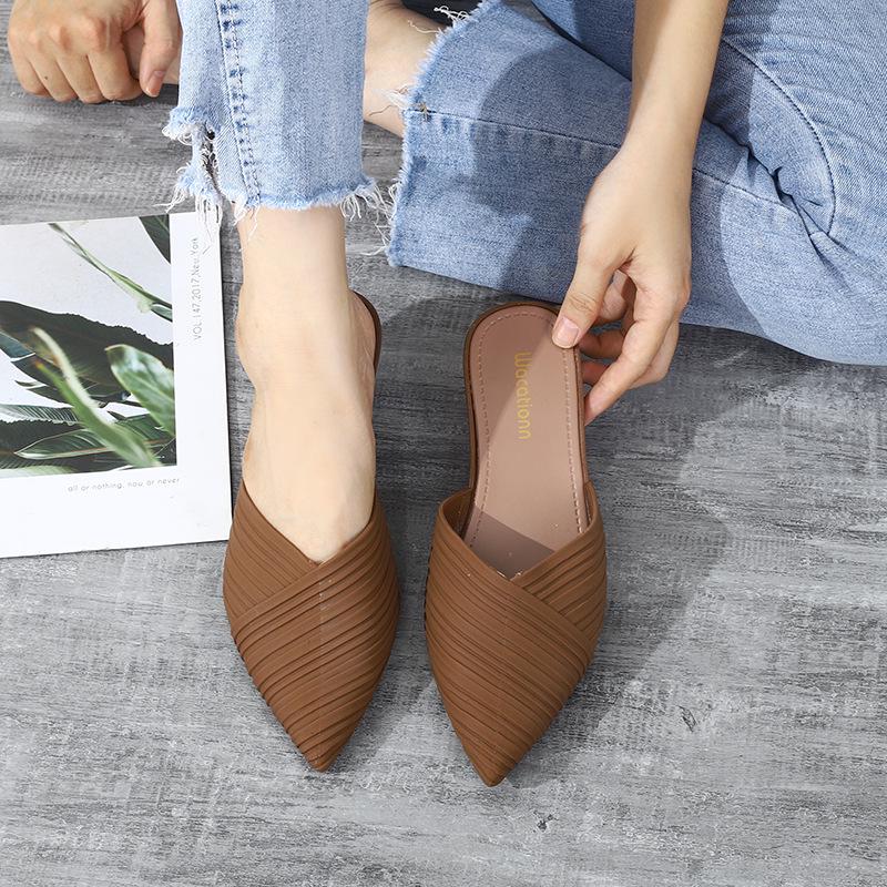 Korean Style Pointed Toe Wedge Heel Casual Jelly Sandals for Women