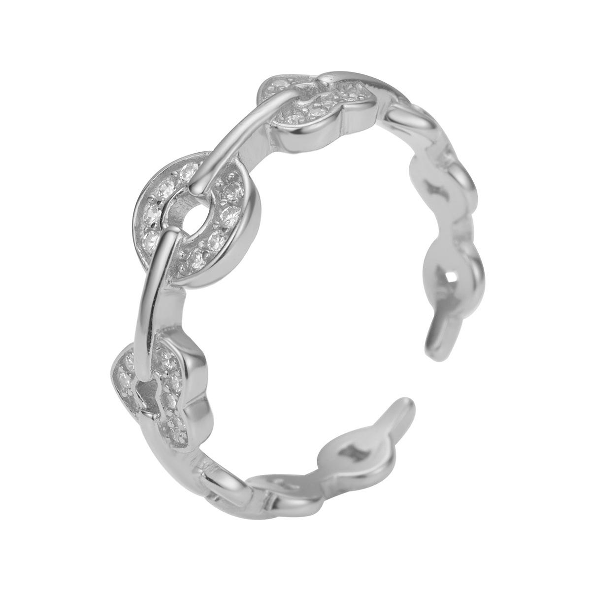 

Кольцо с медной монетой из стерлингового серебра S925, женское ретро-кольцо Guochao с ощущением полного циркония, регулируемое opening adjustable