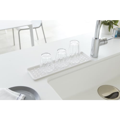 Yamazaki Slim Glass & Mug Stand, Aqua, White, 2621