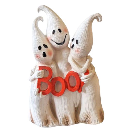 Yousheng Ghost Dwarf Trio Figurine Resin Boo Ghosts Sculpture Table Centerpiece Ghost Statue for Halloween Mantel Cabinet Decorations