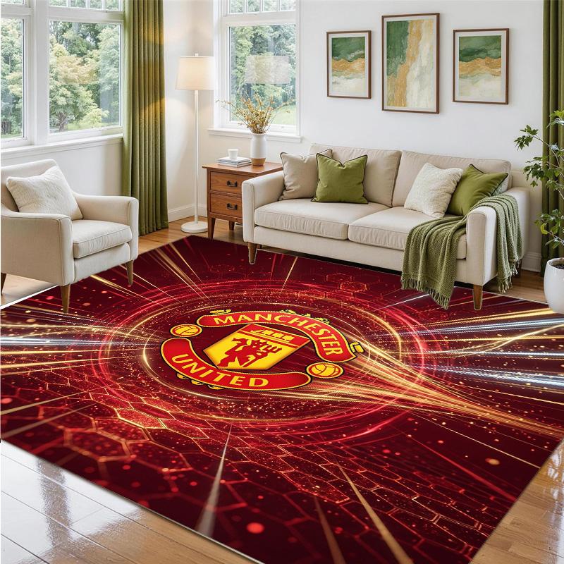 Manchester United Design Crystal Velvet Rug Soft Decorative Mat for Bedroom Entrance