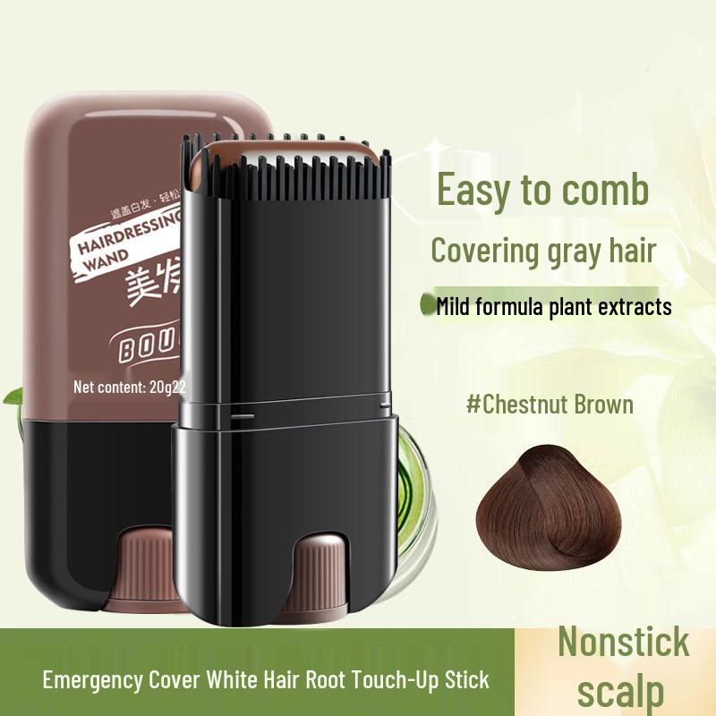 

BOUC New Hair Coloring Pen: Covers White Hair, Plant-Based, Gentle on Hair, Black Coverage, Hair Styling Stick with Comb.