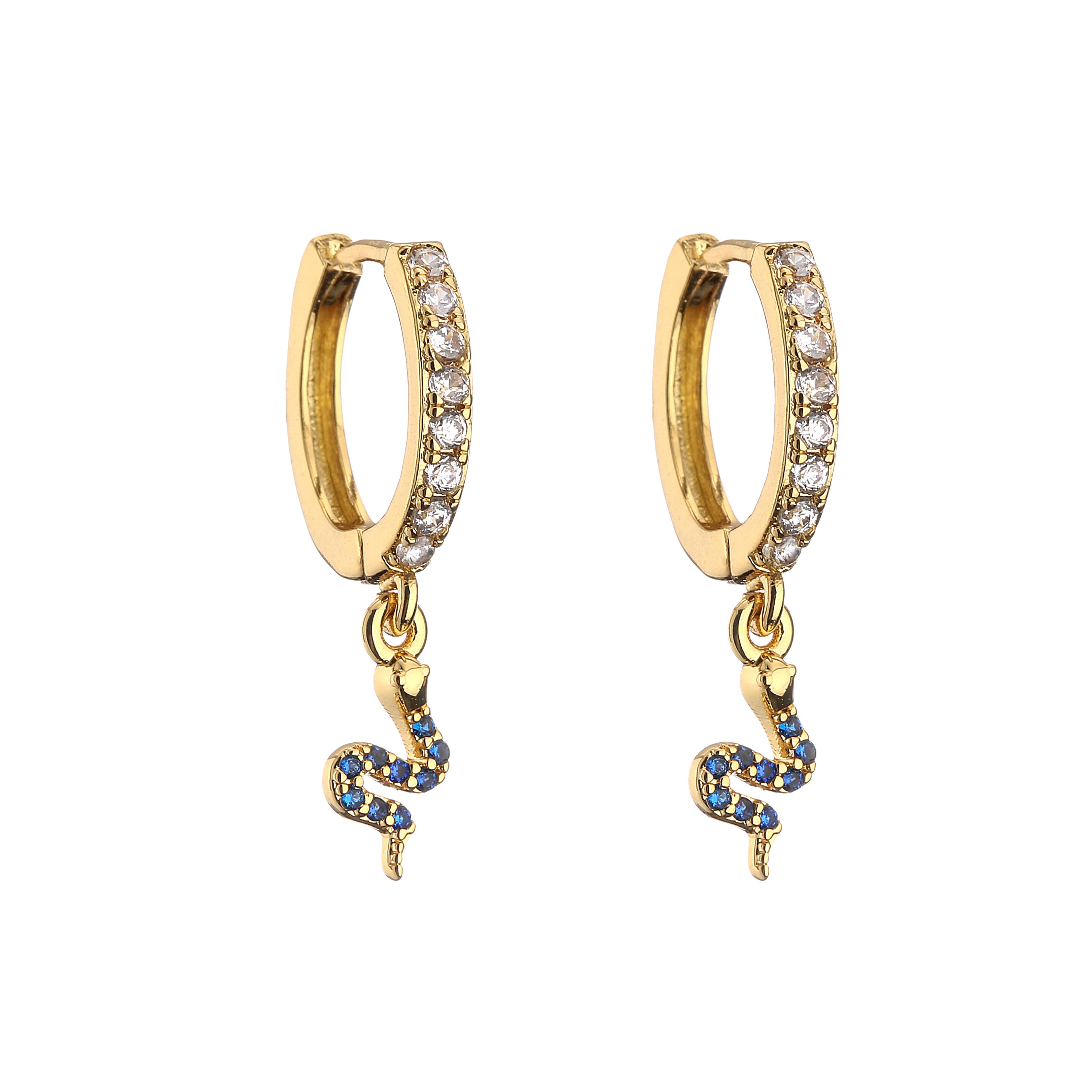 

HECHENG Cute Little Snake Earrings Snake Pendant Golden-Plated Brass Animal Pendant Earrings for Women