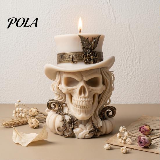 3D Cowboy Skull Silicone Mold, Halloween Skeleton Candle Mold for Epoxy Resin, Candle Making, Soap, Clay, Wax Casting, Halloween Home Decor