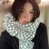 Winter Warm Couple Knitted Plaid Scarf Korean Style Versatile Tassel Contrast Color Houndstooth Scarf for Women
