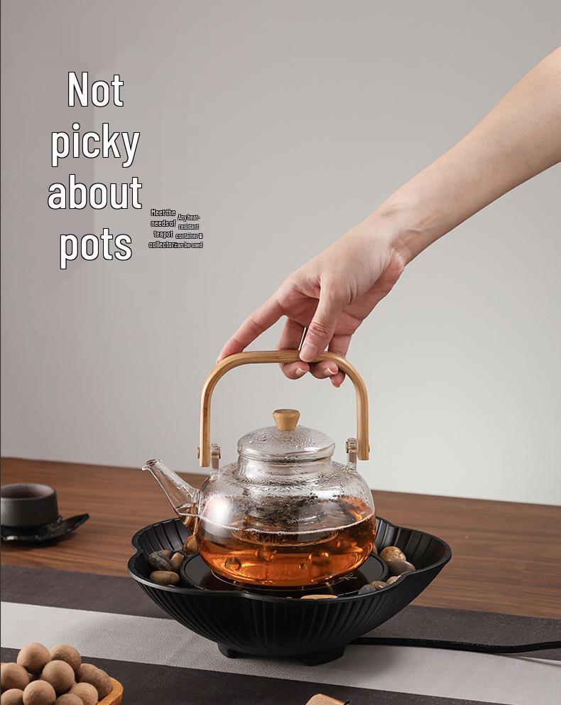 Chinese Style Indoor Tea and Wine Warmer Set with Electric Ceramic Stove and Glass Teapot