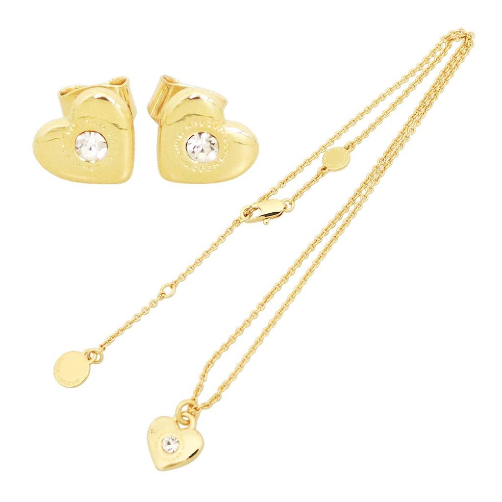 Marc Jacobs J341MT1PF21 Gold and Crystal Heart and Star Necklace and Earrings Set for Women (2-Piece Set) [Outlet] [Brand] [Used]