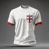 Men's England Supporter Soccer Jersey Short Sleeve Crew Neck Football Fan Tee with Graphic Print and Contrast Sleeves for World Cup Events
