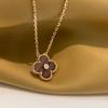 Clover Classic Single Flower Diamond Bullseye Necklace 18K Rose Gold Women's Light Luxury Seiko Edition Non-Fading