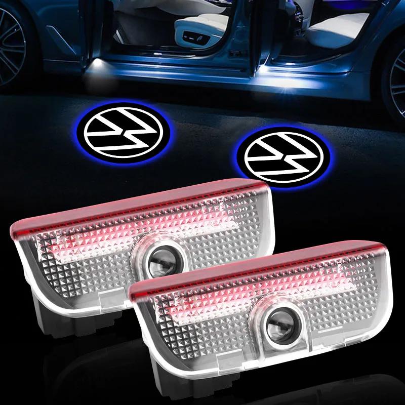 

2026 New For VOLKSWAGEN VW 2Pcs Car Door HD Welcome LED Light Laser Projector Lamp Accessories For Volkswagen Polo Passat B5 B6 черный белый