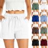 Pantaloncini Casual da Donna a Vita Alta con Tasche Estate Vestibilità Larga Vita Elastica Coulisse Gamba Larga