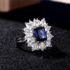 Huitan Funkelnde Blaue/Weiße Zirkonia Ringe für Frauen Hochzeit Verlobungsparty Edle Damenringe Jubiläumsgeschenk Zirkon