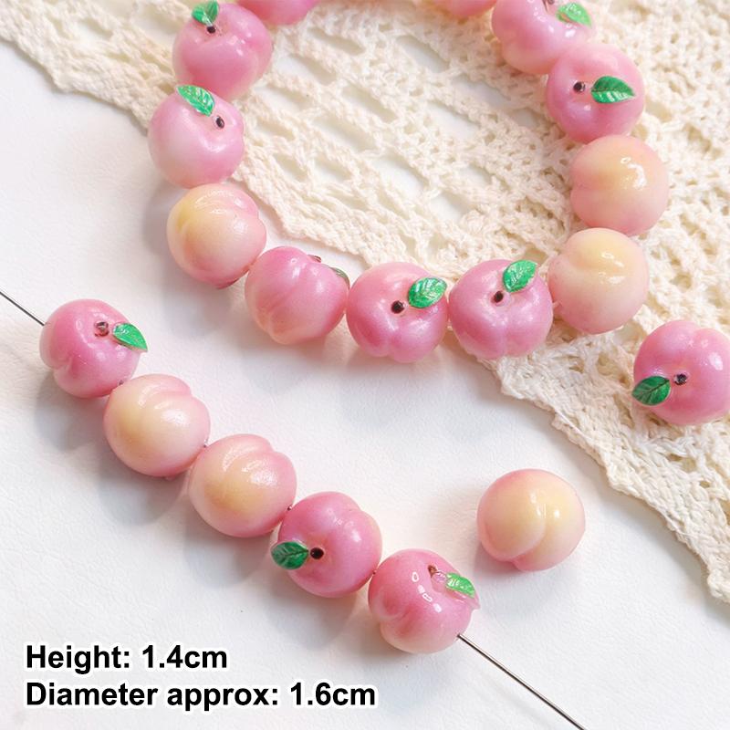 5Pcs Multicolor 3D Fruit Shaped Loose Beads for DIY Handmade Bracelet Keychain Jewelry Making Craft for Home School Use