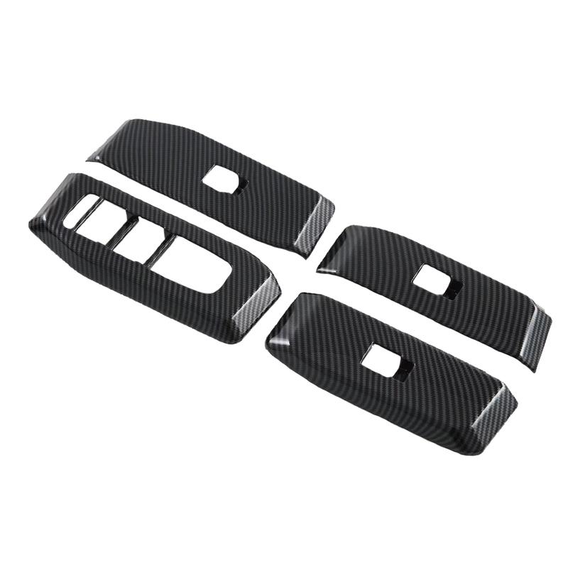 Car Accessories For Toyota Land Cruiser LC250 Carbon Fibre Texture Window Rises Cover Glass Switch Auto Parts Trim Stickers 2024