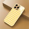 Minimalist Fashion Yellow Plaid Pattern Glass Phone Case for iPhone17promax  16 15 14 13 12ProMax 11 11Pro Anti-drop Protection