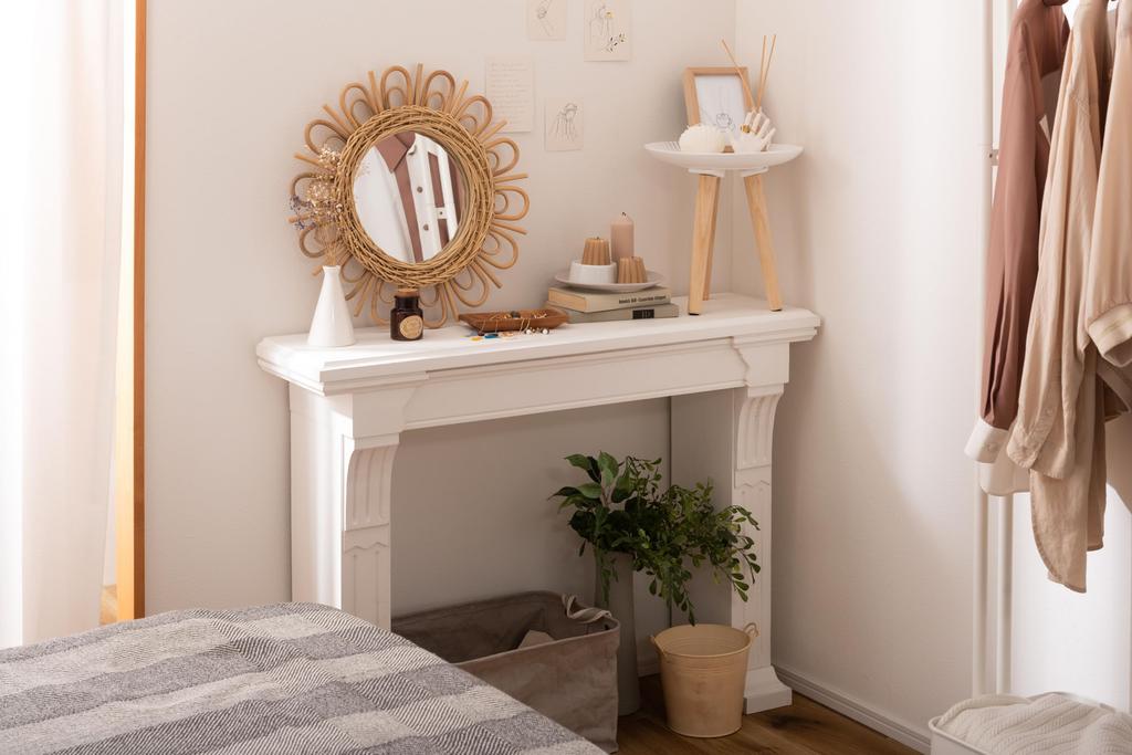 Azumaya Rattan Mirror MR-717, Wall-Mounted Natural Rattan Mirror, Full-Length Mirror, Suitable for Resorts, Tropical Hotels (MR-717)