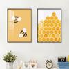 Yellow Cartoon Bee Honey Canvas Painting Wall Art Modern Cute Posters and Prints for Kidsroom Kindergarten Living Room Decor