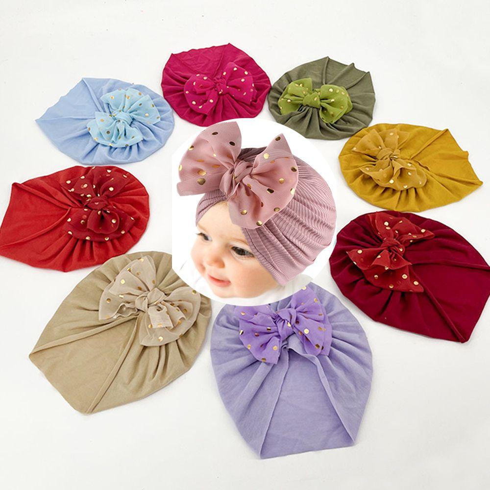 

Хлопковая однотонная эластичная детская шапочка с бантом, эластичная детская шапочка-тюрбан, шапочка для младенца