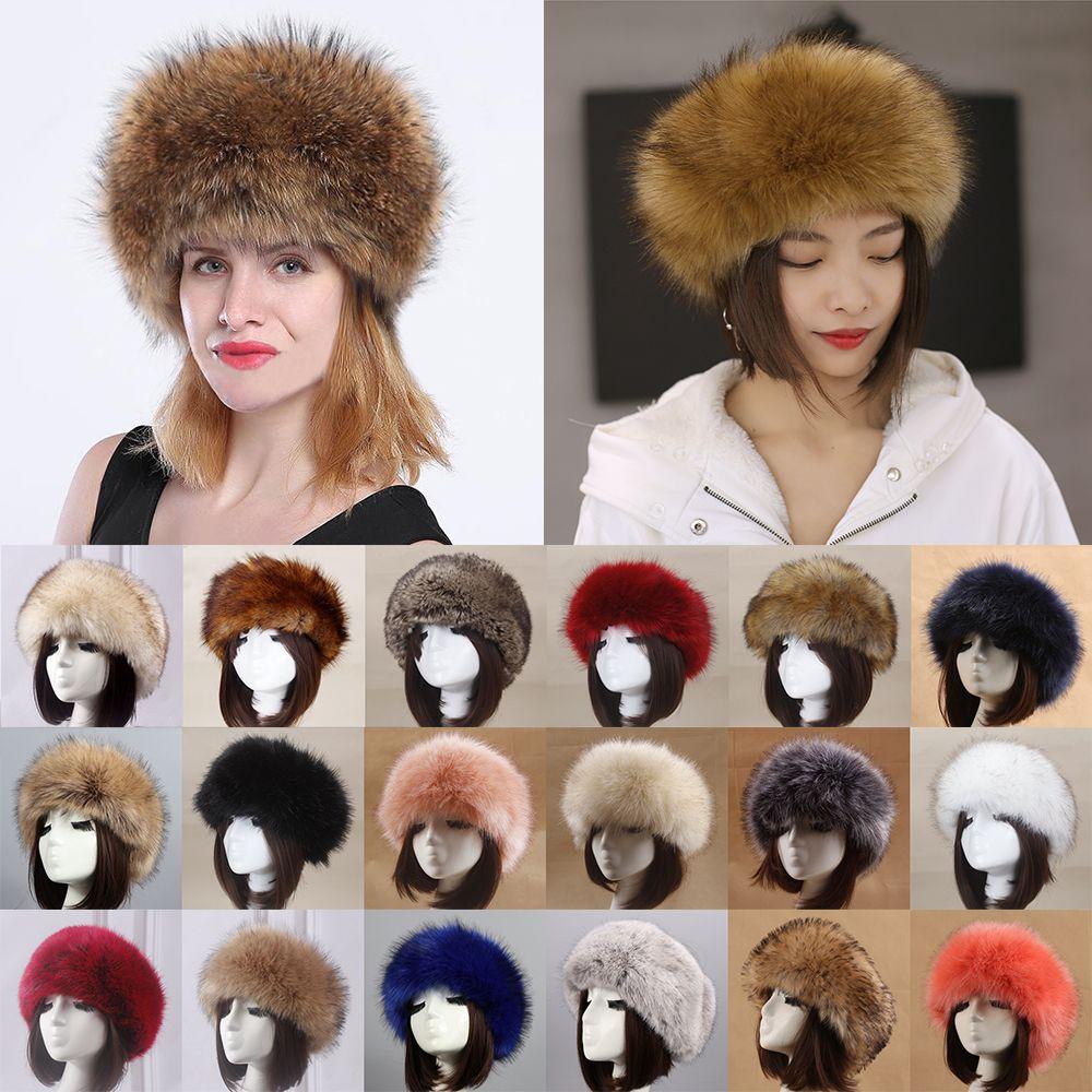 Outdoor Earwarmer Winter Thick Fluffy Faux Fur Women Russian Cap Headband Hat