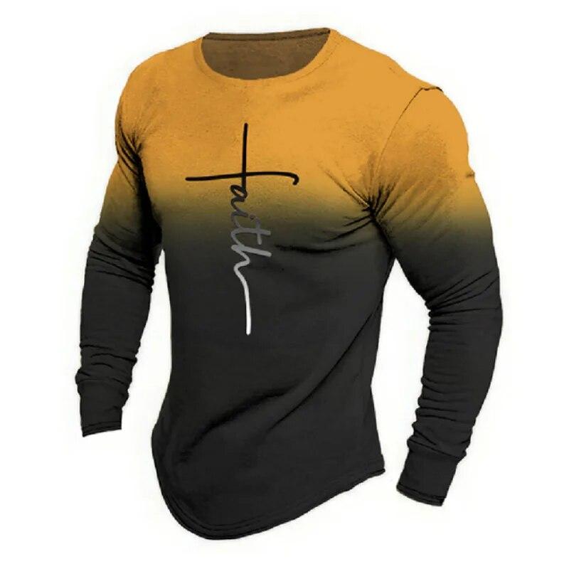 Модные мужские футболки с перекрестным принтом и 3D-градиентом Harajuku — фото 4