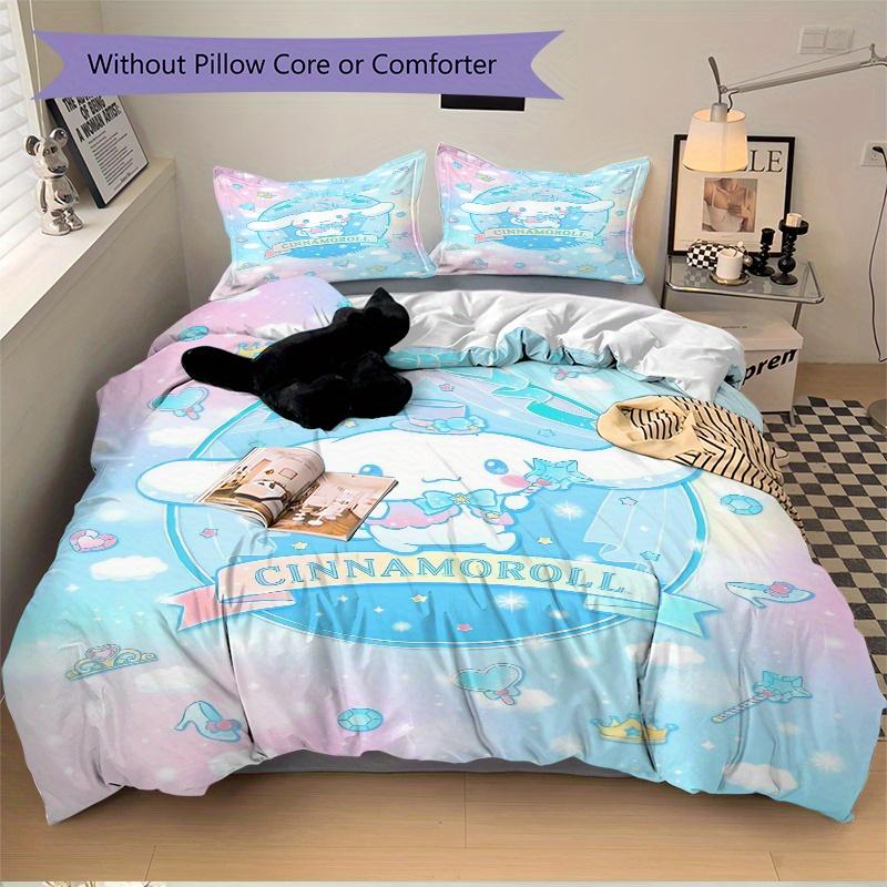 3pcs Magic Wand Cinnamoroll Bedding Set - 1 Soft Quilt Cover + 2 Pillowcases, Machine Washable - Suitable for All Seasons, Perfect Gift for