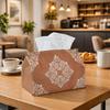 1pc Terracotta Medallion Tissue Box - Multi-functional Napkin Dispenser, Made of Durable Polyester, Decorated with Clay Tone Ornate Mandala, Suitable