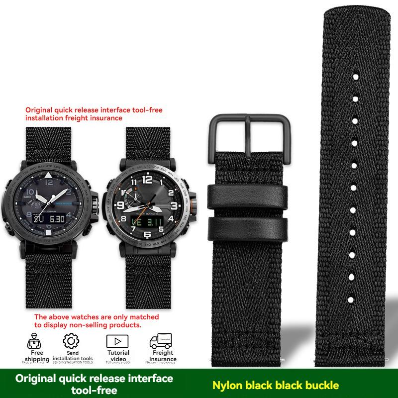 For Casio PROTREK Series PRG-601 PRG-600 PRG-650 PRW-6600Y GA2200 Breathable Nylon Canvas Strap 24mm Quick Release Wristband