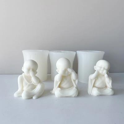3D Mnich Sádrová Hlina Forma na Výrobu Svíček Socha Buddhy Řemeslná Dekorace Mnich Silikonová Forma Silikonové formy Forma na vejce Silikonform