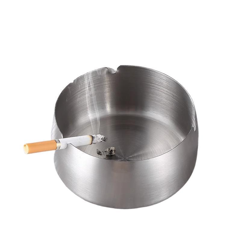 Customized Windproof Stainless Steel Ashtray with Engraved Silk Flower for Bars, Cafes, and Living Rooms