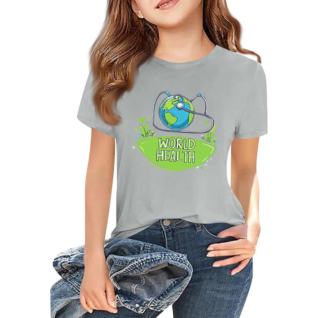 Children's Fashion Casual Short Sleeve Printed Round Neck Short Sleeve T-Shirt Top