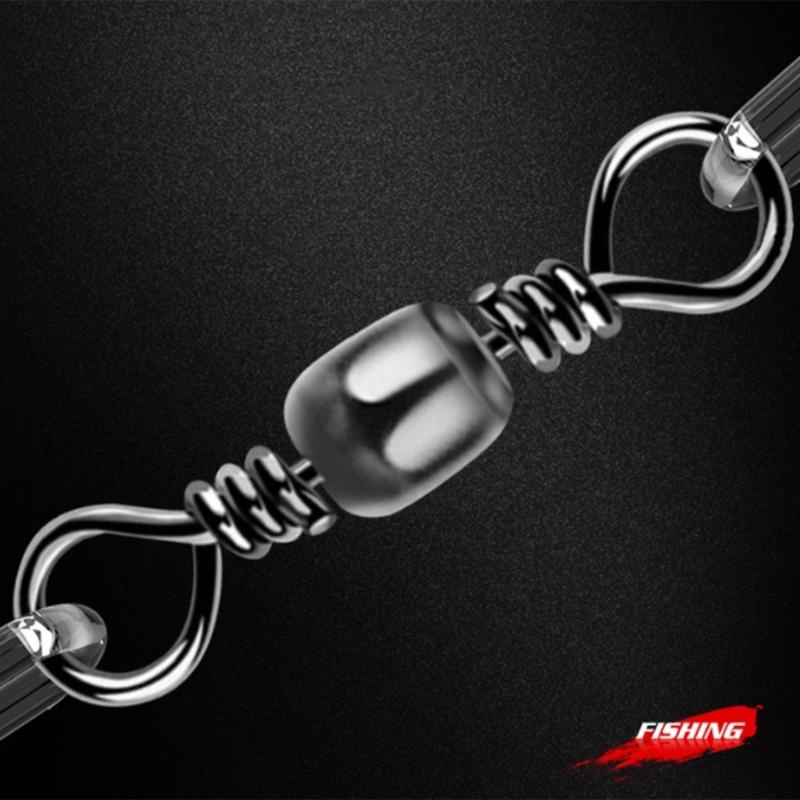 200Pcs Carbon Steel Swivels Fishing Line Connector Fishing Barrels Swivels Rolling Balls Bearing Fishing Swivels Enduring