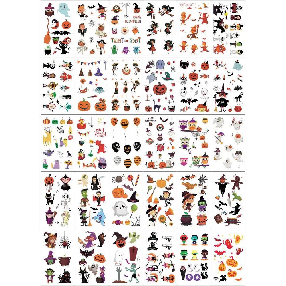 30pcs Halloween Pumpkins Tattoo Stickers Luminous Waterproof Stickers for Face DecorationBody Tattoo Kids Halloween Party Props