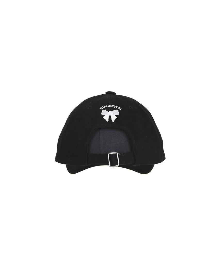 BMUETTE Flower Bead Detail Logo Embroidered Ball Cap Black