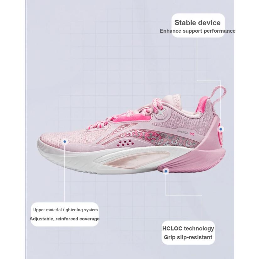 Li Ning Kids Flash 10 Basketball Shoes Kids sneaker Light-Cherry-Blossom YKBT115-3