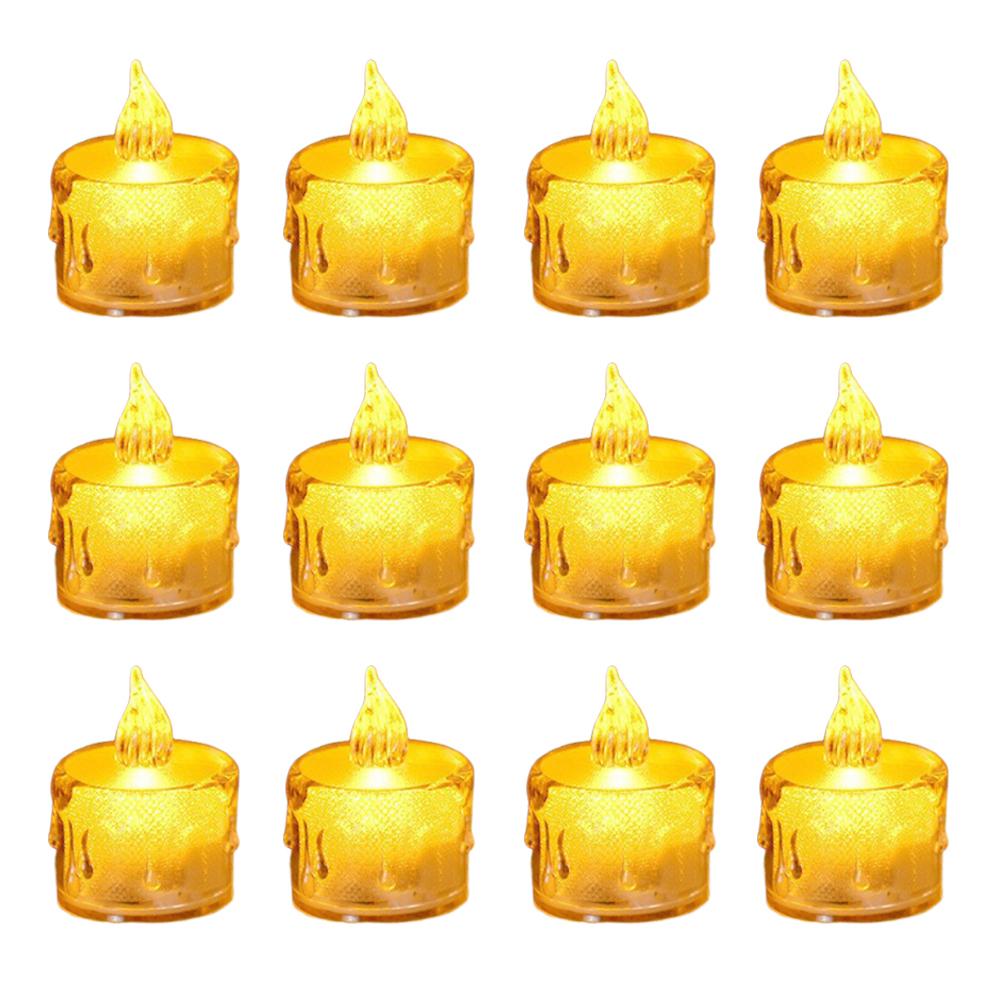 12Pcs LED Flameless Candle Lamp Simulation Acrylic Tea Lights Battery Operated Tears Candle Light for Party Home Decor